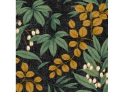 Tapety Yara - Černá tapeta s větvičkami a listy Černá tapeta s větvičkami a listy