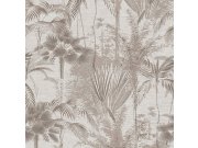 Tapety Yara - Šedo-béžová tapeta s palmami a listy Šedo-béžová tapeta s palmami a listy