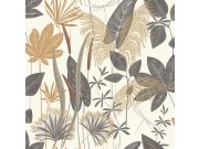Tapety Yara - Šedo-hnědá tapeta s listy Šedo-hnědá tapeta s listy