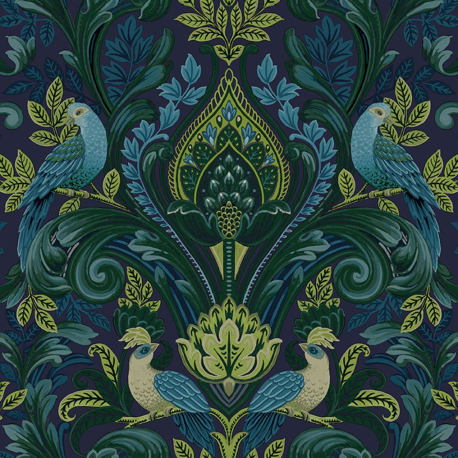 Zeleno-modrá ornamentální tapeta na zeď Zeleno-modrá ornamentální tapeta na zeď