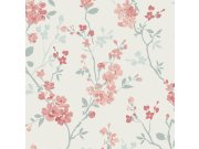 Krémová tapeta s květinovým vzorem