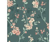 Zelená tapeta s květinovým vzorem