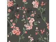 Černá tapeta s květinovým vzorem