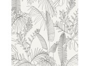 Tapety Yara - Bílo-černá tapeta s listy Bílo-černá tapeta s listy