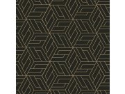 Tapety Yara - Černo-zlatá geometrická tapeta na zeď Černo-zlatá geometrická tapeta na zeď