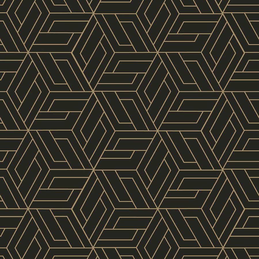 Černo-zlatá geometrická tapeta na zeď Černo-zlatá geometrická tapeta na zeď