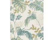 Tapety Yara - Okrovo-zelená tapeta s tropickými listy Okrovo-zelená tapeta s tropickými listy