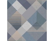 Tapety Yara - Modro-zlatá geometrická tapeta na zeď Modro-zlatá geometrická tapeta na zeď