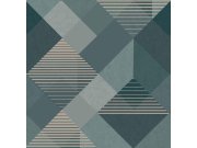 Tapety Yara - Zeleno-zlatá geometrická tapeta na zeď Zeleno-zlatá geometrická tapeta na zeď