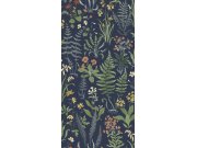 Tapeta na zeď, modrá, květiny, kapradiny, Concerto, Graham Brown Premium