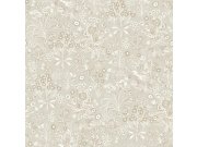 Tapeta na zeď, šedo-béžová, květiny, Nordic Folk, Borastapeter