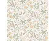Tapeta na zeď, béžovo-zelená, květiny, listy, Borosan Hem, Borastapeter