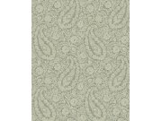 Tapeta na zeď, šedo-zelená, květiny, ornamenty, Amber, Eijffinger