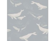 Tapeta na zeď, šedo-modrá, velryby, Newbie Wallpaper, Borastapeter