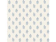 Tapeta na zeď, krémovo-modrá, listy, Adorn, Borastapeter