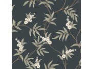 Tapeta na zeď, černá, rozkvetlé větvičky, Adorn, Borastapeter