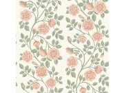 Tapeta na zeď, zeleno-růžová, květiny, růže, Osterlen, Borastapeter