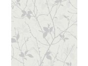 Tapeta na zeď, šedo-stříbrná, listy, větvičky, Refine, Graham Brown Boutique