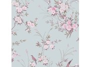 Tapeta na zeď, modrá, květiny, ptáčci, Shabby Chic by Rachel Ashwell Tapety Yara