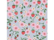 Tapety Yara - Tapeta na zeď, modrá, květiny, jahody, Cath Kidstone Tapeta na zeď, modrá, květiny, jahody, Cath Kidstone