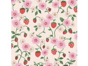 Tapeta na zeď, krémová, květiny, jahody, Cath Kidstone Tapety Yara