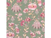 Tapeta na zeď, zeleno-růžová, květiny, Cath Kidstone Tapety Yara