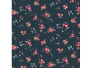 Tapeta na zeď, modrá, květiny, Cath Kidstone