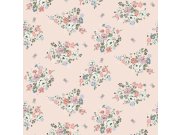 Tapeta na zeď, růžová, květiny, Cath Kidstone