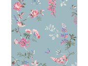 Tapeta na zeď, modrá, květiny, motýli, Cath Kidstone Tapety Yara
