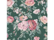 Tapeta na zeď, zelená, růžová, květiny, růže, Cath Kidstone Tapety Yara