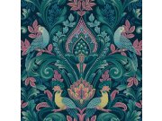 Tapety Yara - Zeleno-růžová ornamentální tapeta na zeď Zeleno-růžová ornamentální tapeta na zeď