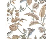 Tapeta na zeď, hnědo-modrá, listy, Botany House, Cristiana Masi by Parato