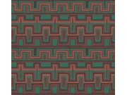 Geometrická tapeta na zeď, hnědo-zelená, etno, Amani, Masureel