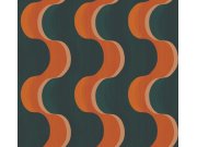Tapeta na zeď, zeleno-oranžová, 3D vlny, Rhapsody, Masureel Tapety Yara