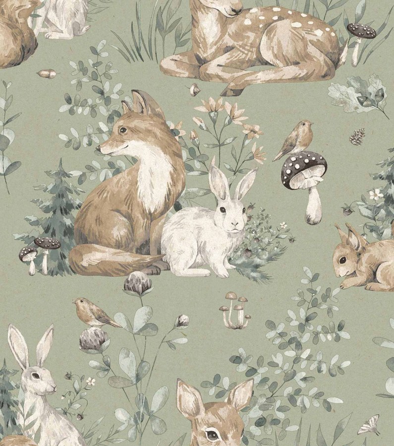 Zelená tapeta se zvířátky - Tapety Yara