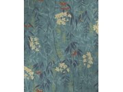 Tapety Yara - Modrá tapeta s květinami Modrá tapeta s květinami