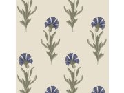 Krémová květinová tapeta s chrpami