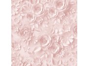 Květinová růžová tapeta s 3D efektem- M44603