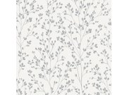 Tapety Yara - Bílo-stříbrná tapeta s větvičkami Bílo-stříbrná tapeta s větvičkami