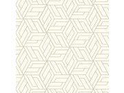 Tapety Yara - Bílo-zlatá geometrická tapeta na zeď Bílo-zlatá geometrická tapeta na zeď