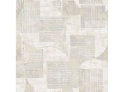 Tapety Yara - Šedo-béžová geometrická tapeta na zeď Šedo-béžová geometrická tapeta na zeď