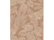 Hnědá/terakotová tapeta s listy