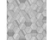 Tapety Yara - Stříbrná geometrická tapeta na zeď Stříbrná geometrická tapeta na zeď