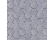 Tapety Yara - Šedo-modrá geometrická tapeta na zeď Šedo-modrá geometrická tapeta na zeď