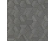 Tapety Yara - Šedo-stříbrná geometrická tapeta na zeď Šedo-stříbrná geometrická tapeta na zeď