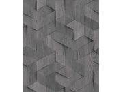 Tapeta na zeď, černá, 3D imitace dřevěného obložení, Brut, Ugépa