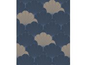 Modro-zlatá květinová tapeta na zeď