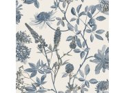 Šedomodrá květinová tapeta na zeď