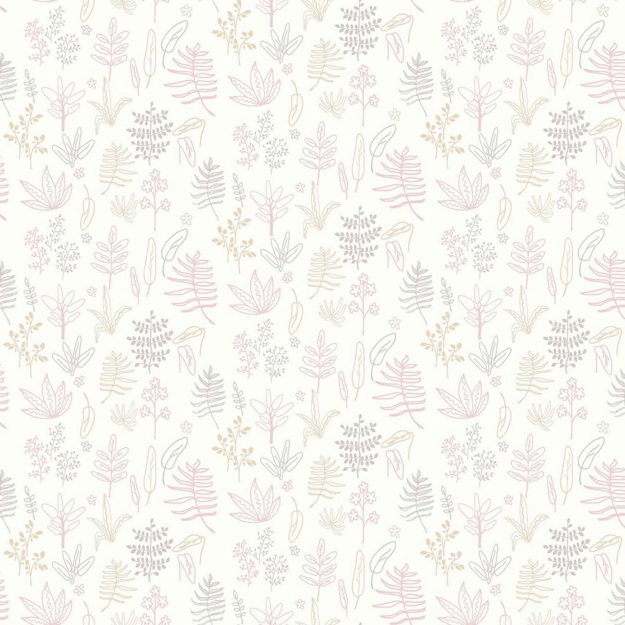 Bílá tapeta s rostlinami a listy - Tapety Yara