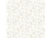 Bílá tapeta s rostlinami a listy